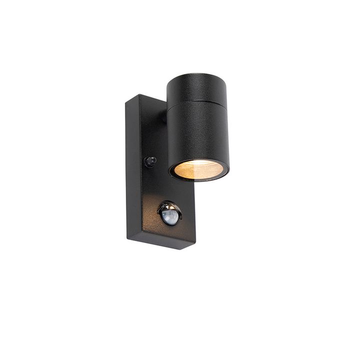 Qazqa Buitenwandlamp Zwart Met Bewegingssensor IP44 - Solo