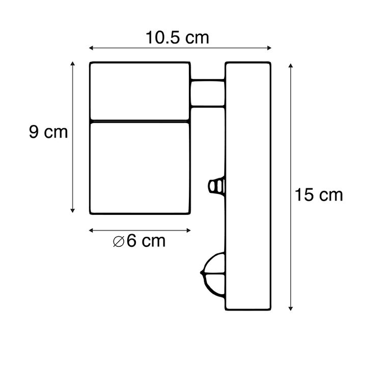Qazqa Buitenwandlamp Zwart Met Bewegingssensor IP44 - Solo