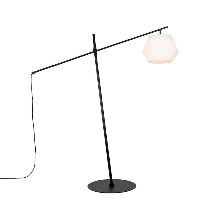 Qazqa Design Buiten Vloerlamp Zwart Met Witte Kap IP44 - Robbert