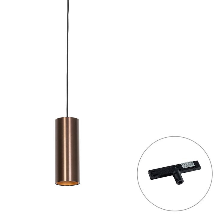 qazqa Design hanglamp donkerbrons incl. rail adapter 1-fase - Slimline Tubo