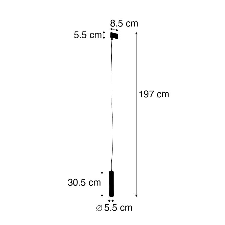 Qazqa Design Hanglamp Wit Incl. Rail Adapter 3-fase - 3-Phase Tuba Small
