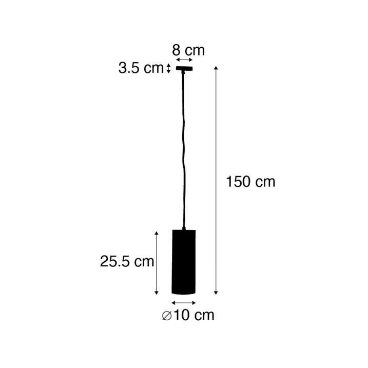 Qazqa Design Hanglamp Zwart Incl. Rail Adapter 1-fase - Iconic Tubo
