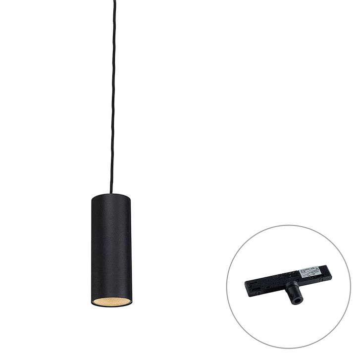 qazqa Design hanglamp zwart incl. rail adapter 1-fase - Slimline Tubo qazqa Design hanglamp zwart incl. rail adapter 1-fase - Slimline Tubo