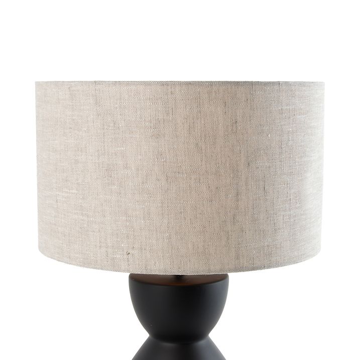 Qazqa Design Tafellamp Zwart 16 Cm Stoffen Kap Lichtgrijs 35 Cm - Alisia