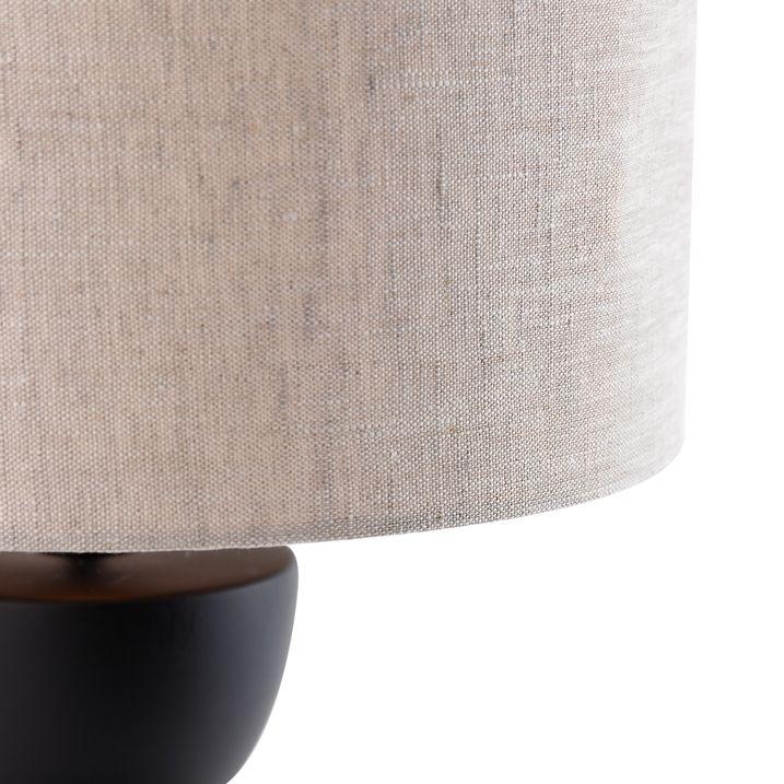 Qazqa Design Tafellamp Zwart 16 Cm Stoffen Kap Lichtgrijs 35 Cm - Alisia