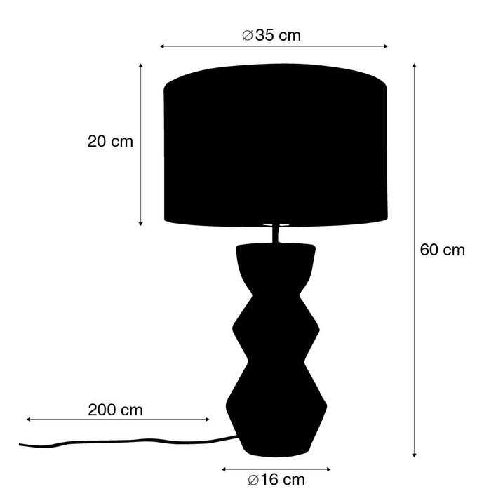 Qazqa Design Tafellamp Zwart 16 Cm Stoffen Kap Lichtgrijs 35 Cm - Alisia