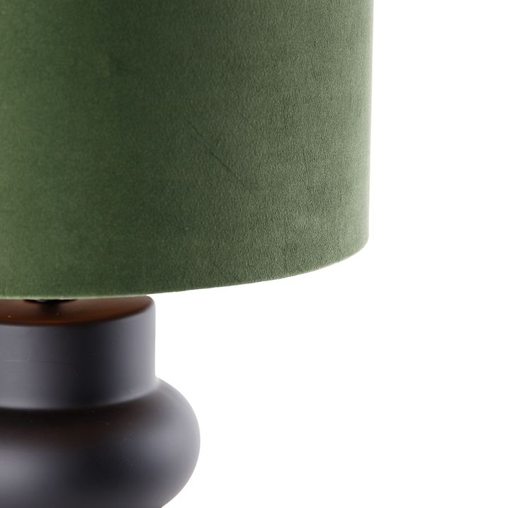 Qazqa Design Tafellamp Zwart 17 Cm Velours Kap Groen Met Goud 35 Cm - Alisia