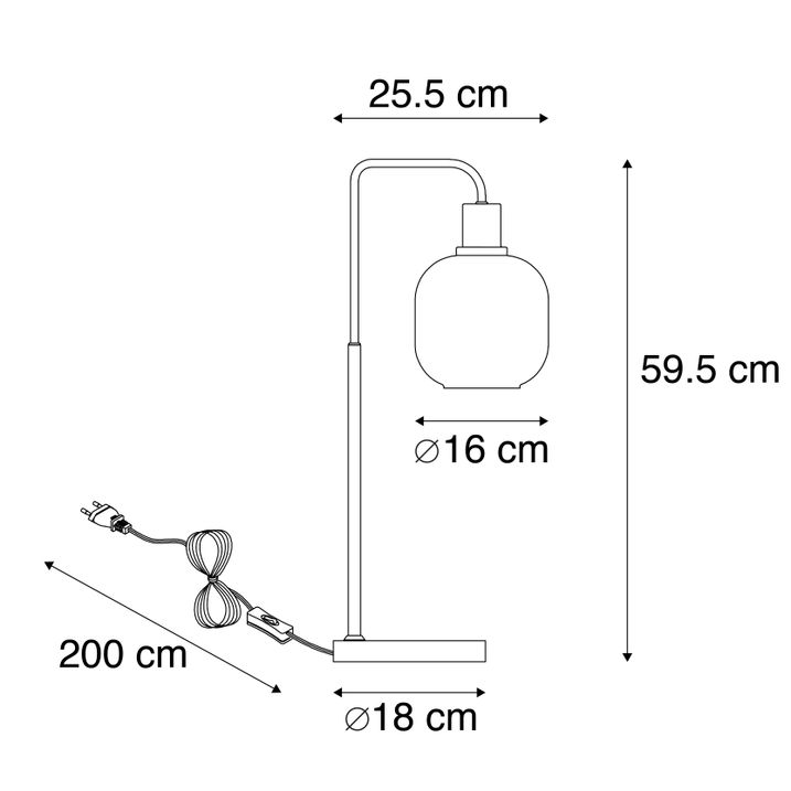 Qazqa Design Tafellamp Zwart Met Goud En Smoke Glas - Zuzanna