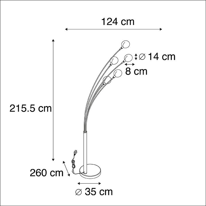 Qazqa Design Vloerlamp Staal 5-lichts - Sixties Marmo