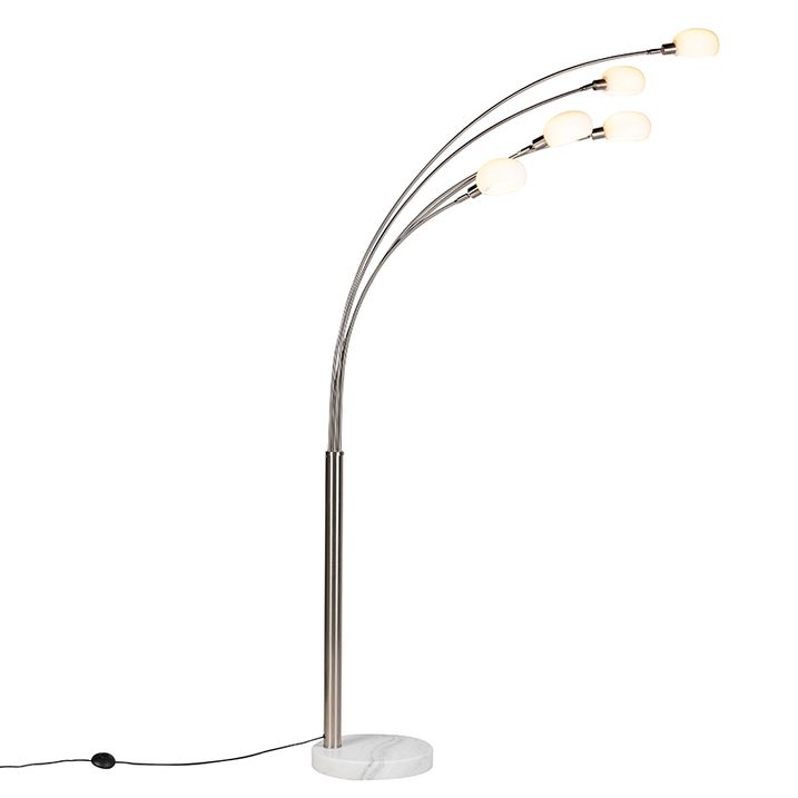 qazqa Design vloerlamp staal 5-lichts - Sixties Marmo