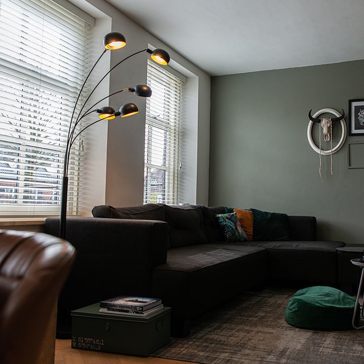 qazqa Design vloerlamp zwart 5-lichts - Sixties Marmo