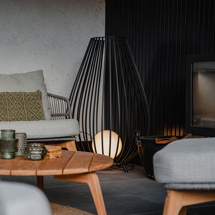 qazqa Design vloerlamp zwart met opaal 110 cm IP44 - Angela