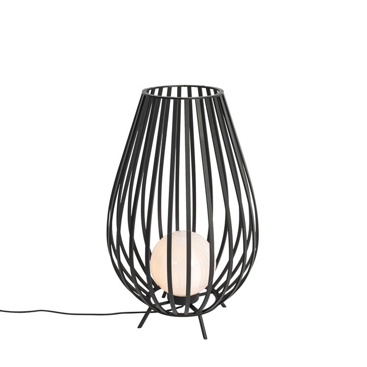 qazqa Design vloerlamp zwart met opaal 70 cm IP44 - Angela