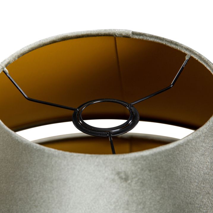 Qazqa Dubbele Velours Lampenkap Groen Met Gouden Binnenkant