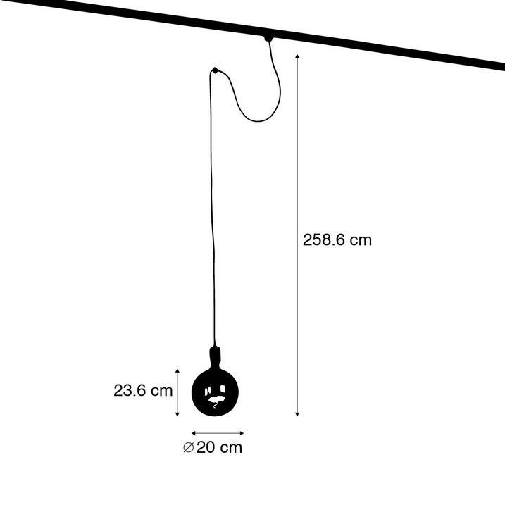 Qazqa Hanglamp Met Rail Ophanging Zwart Incl. LED G200 - Cavalux