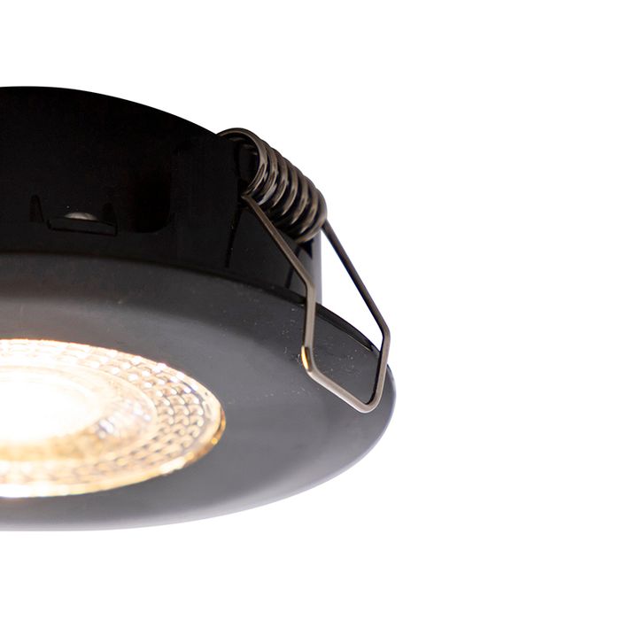 Qazqa Inbouwspot Zwart Incl. LED 3-staps Dimbaar IP44 - Ulo