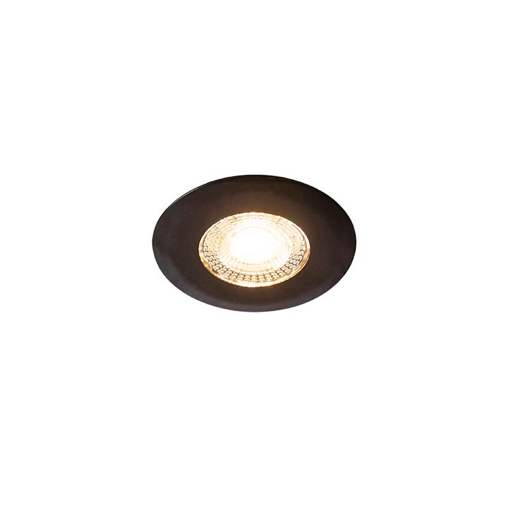 qazqa Inbouwspot zwart incl. LED 3-staps dimbaar IP44 - Ulo