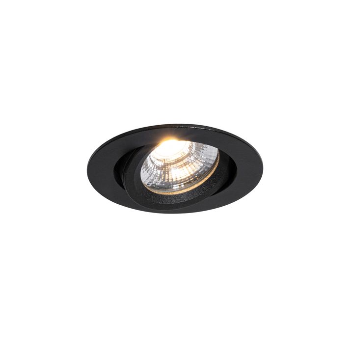 qazqa Inbouwspot zwart kantelbaar 8 2cm incl. LED dim to warm IP54 ultra slim - Pupil