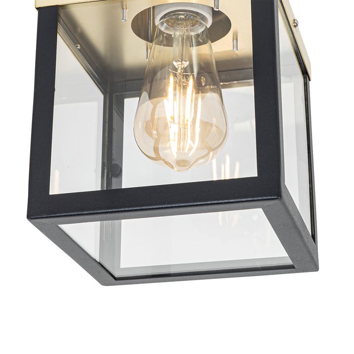 Qazqa Industriële Buiten Plafondlamp Zwart Met Goud - Rotterdam