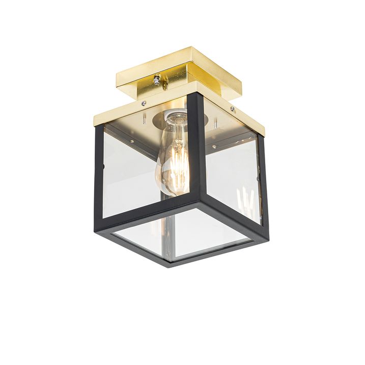 qazqa Industriële buiten plafondlamp zwart met goud - Rotterdam