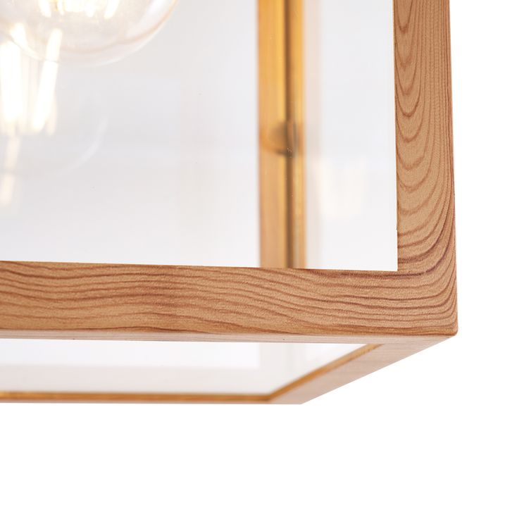 Qazqa Industriële Buitenplafondlamp Hout Met Helder Glas - Rotterdam