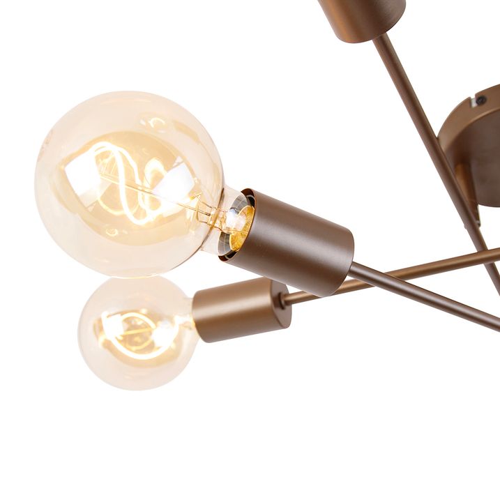 Qazqa Industriële Plafondlamp Donkerbrons 6-lichts - Sydney