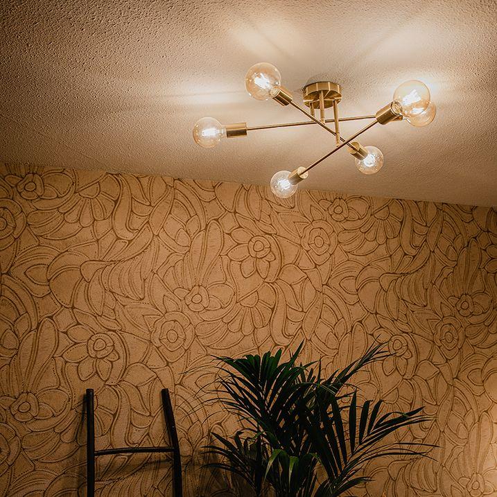 qazqa Industriële plafondlamp messing 6-lichts - Sydney