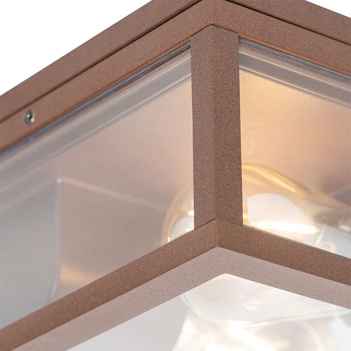 Qazqa Industriële Plafondlamp Roestbruin IP44 2-lichts - Charlois