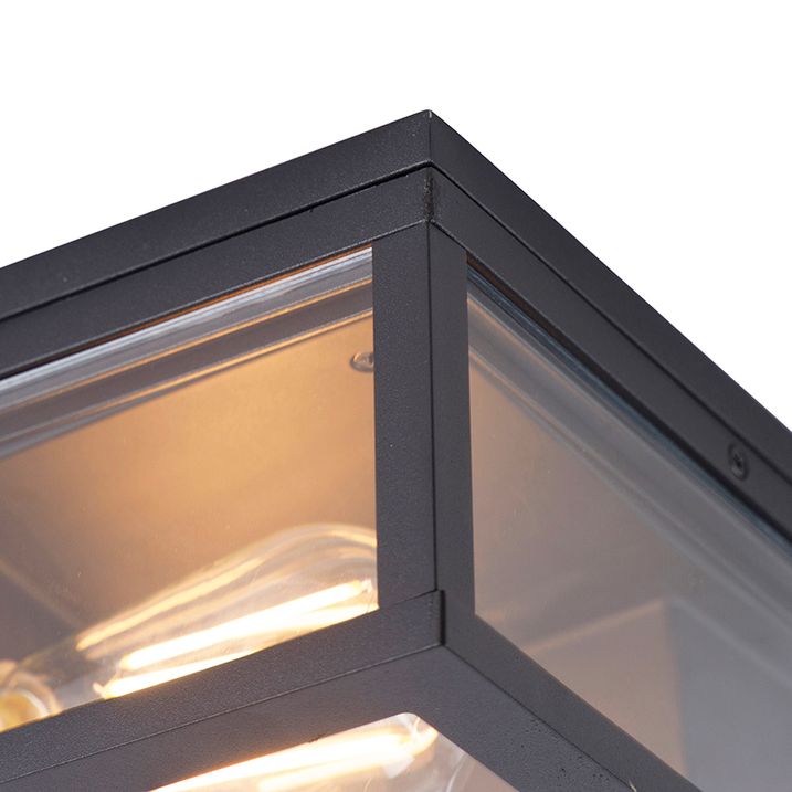 Qazqa Industriële Plafondlamp Zwart IP44 2-lichts - Charlois