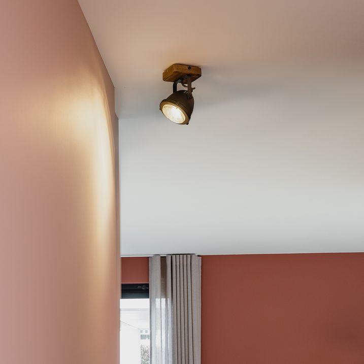 qazqa Industriële spot staal met hout kantelbaar - Emado