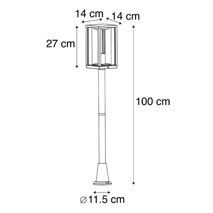 Qazqa Industriële Staande Buitenlamp Zwart 100 Cm IP44 - Charlois