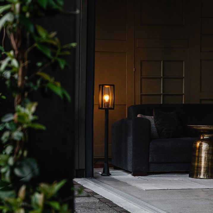 qazqa Industriële staande buitenlamp zwart 100 cm IP44 - Charlois