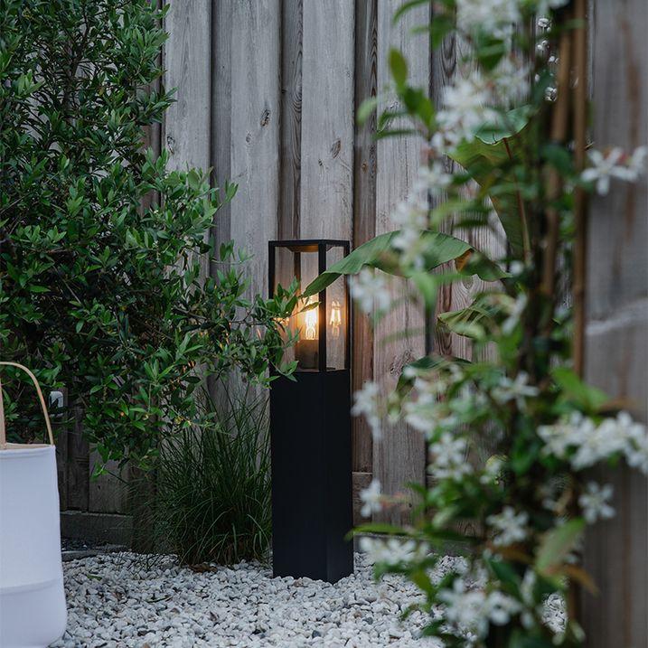 qazqa Industriële staande buitenlamp zwart 80 cm IP44 - Charlois