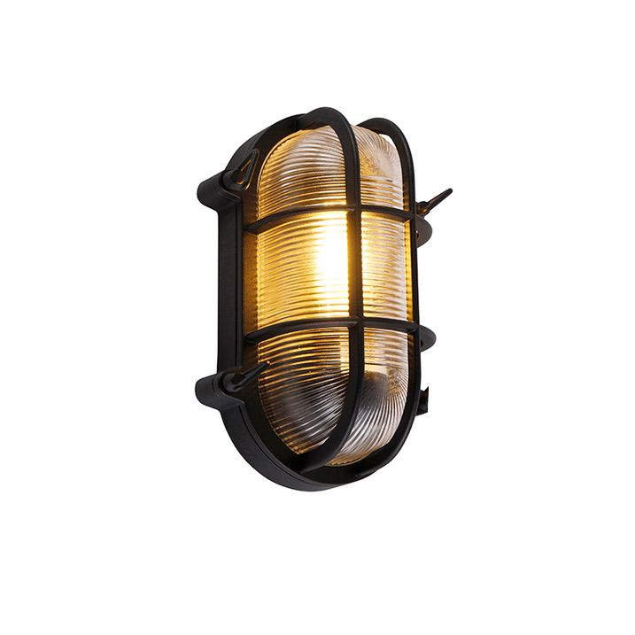 Qazqa Industriële Wand- En Plafondlamp Zwart Ovaal IP44 - Noutica