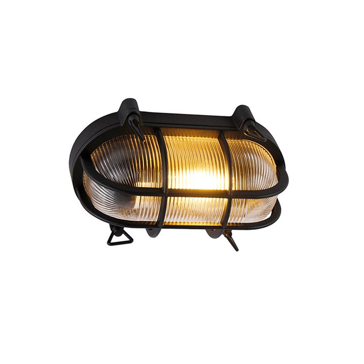 Qazqa Industriële Wand- En Plafondlamp Zwart Ovaal IP44 - Noutica