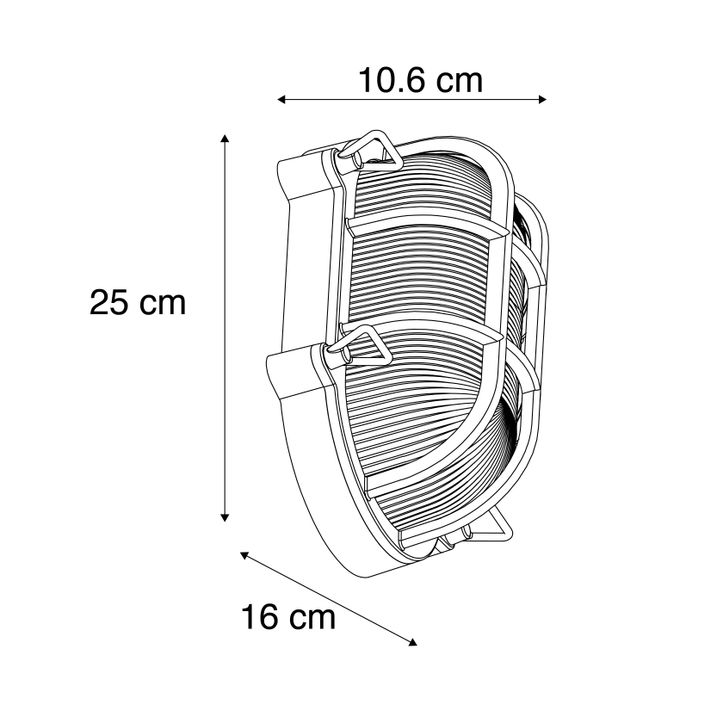 Qazqa Industriële Wand- En Plafondlamp Zwart Ovaal IP44 - Noutica