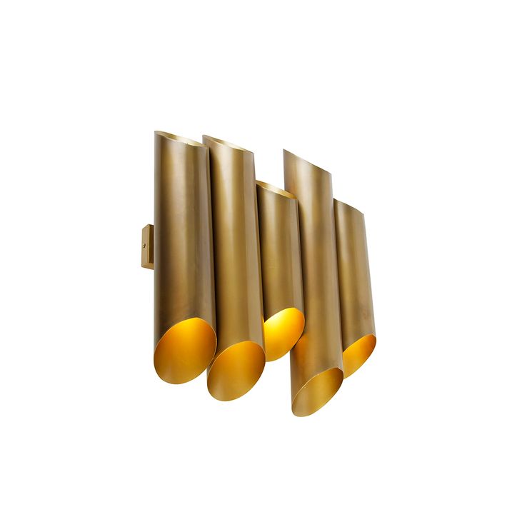 qazqa Industriële wandlamp messing 10-lichts - Whistle