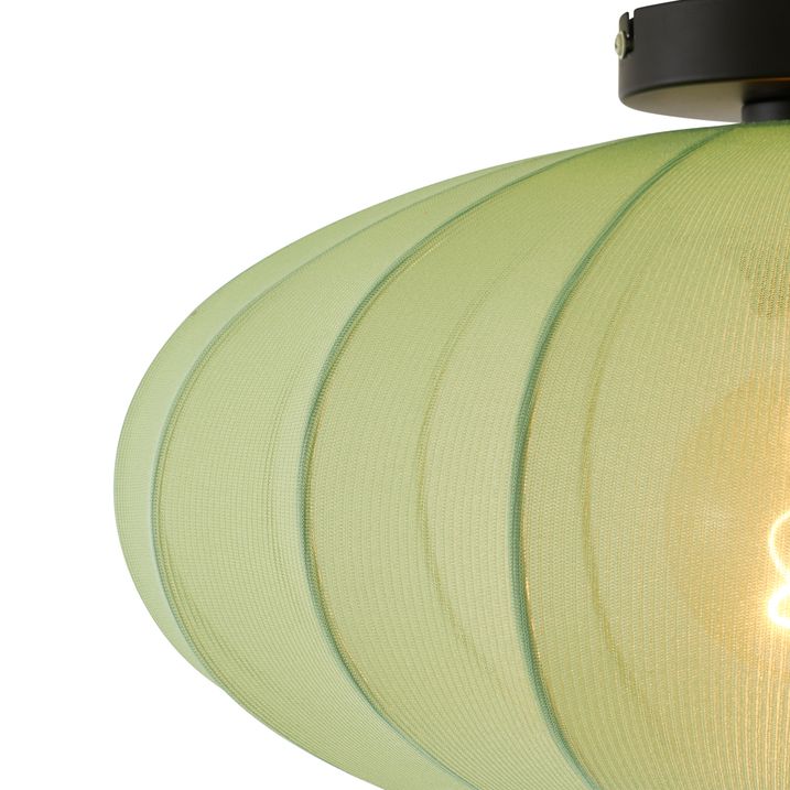 Qazqa Japandi Plafondlamp Groen Met Stoffen Kap - Bida