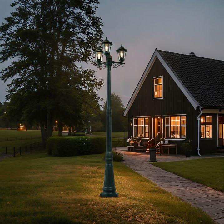 qazqa Klassieke buiten lantaarn donker groen 217cm 3-lichts IP44 - New Haven