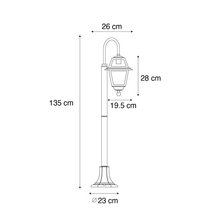 Qazqa Klassieke Buiten Lantaarn Zwart 135 Cm IP44 - Berta
