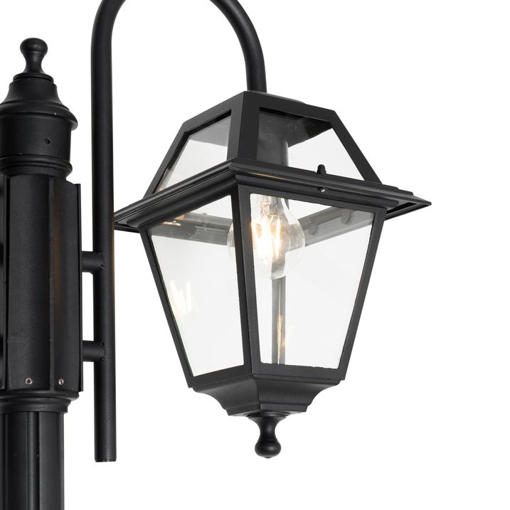 Qazqa Klassieke Buiten Lantaarn Zwart 235 Cm 2-lichts IP44 - Berta