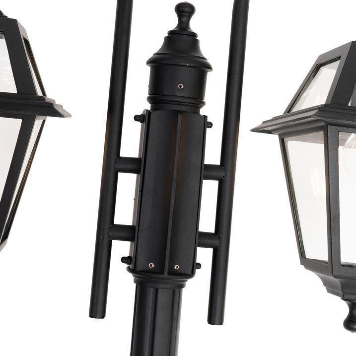 Qazqa Klassieke Buiten Lantaarn Zwart 235 Cm 2-lichts IP44 - Berta