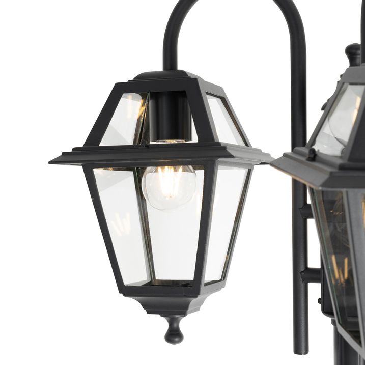 Qazqa Klassieke Buiten Lantaarn Zwart 235 Cm 3-lichts IP44 - Berta