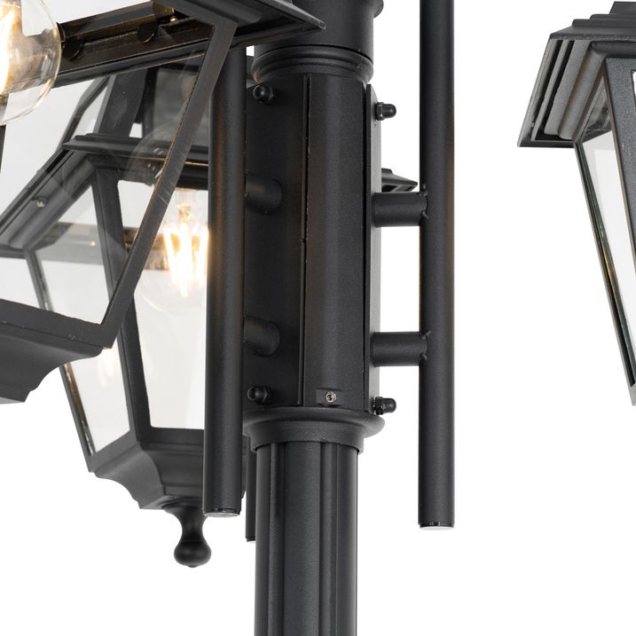 Qazqa Klassieke Buiten Lantaarn Zwart 235 Cm 3-lichts IP44 - Berta