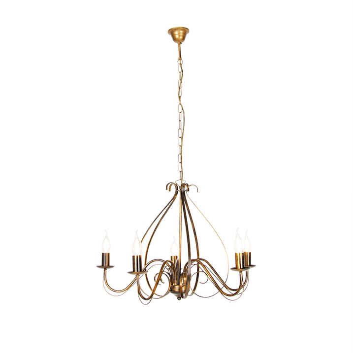 Qazqa Klassieke Kroonluchter Antiek Goud 5-lichts - Giuseppe