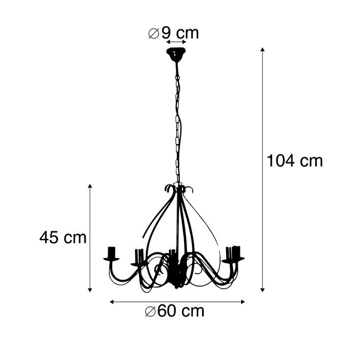 Qazqa Klassieke Kroonluchter Antiek Goud 5-lichts - Giuseppe