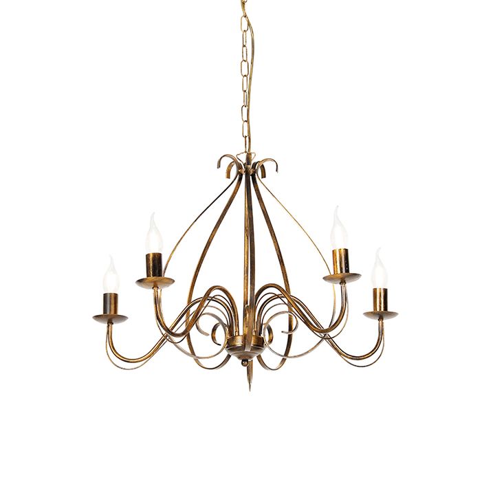 qazqa Klassieke kroonluchter antiek goud 5-lichts - Giuseppe qazqa Klassieke kroonluchter antiek goud 5-lichts - Giuseppe