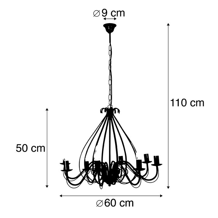 Qazqa Klassieke Kroonluchter Antiek Goud 8-lichts - Giuseppe