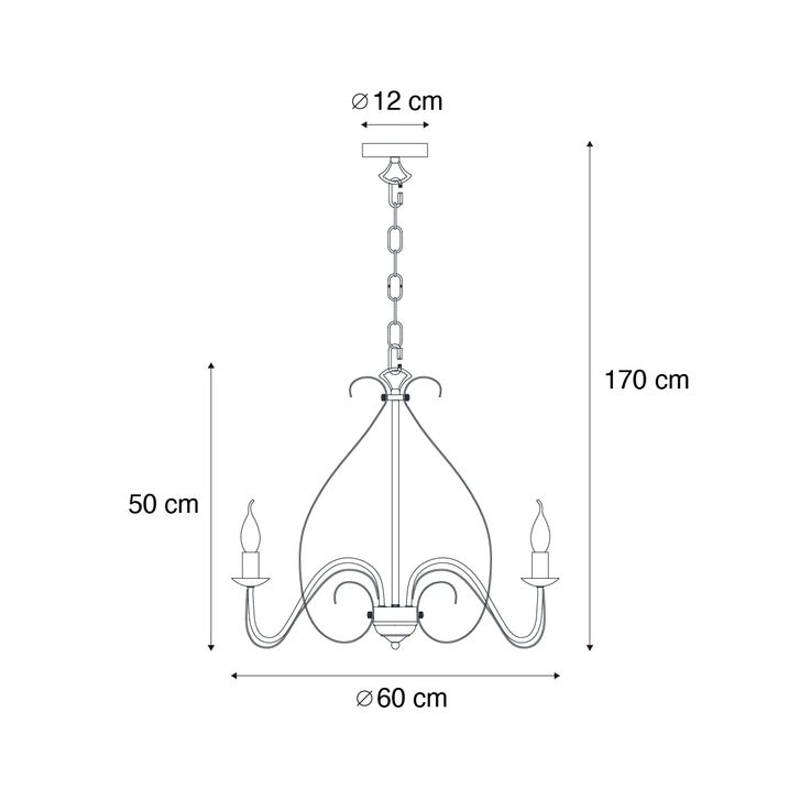 Qazqa Klassieke Kroonluchter Crème 5-lichts - Giuseppe