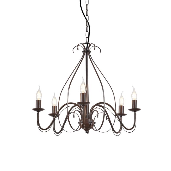 Qazqa Klassieke Kroonluchter Roestbruin 5-lichts - Giuseppe